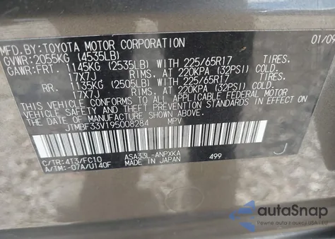 2009 Toyota Rav4 from USA, damaged, VIN JTMBF33V195008284